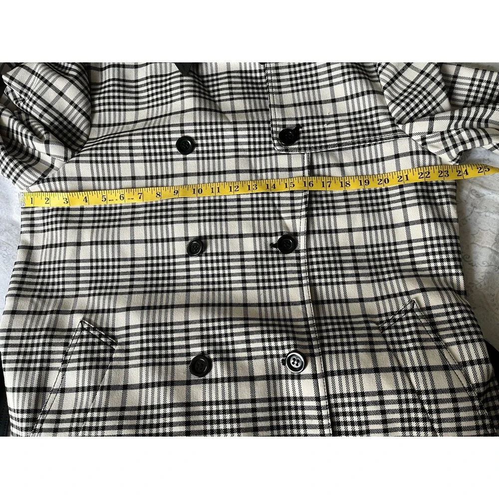 ANN TAYLOR Women's Houndstooth‎ Twill Trend Coat XL Black Beige Pocket Button Up - Picture 4 of 16